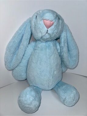 Jellycat London 16” NWT Retired Bashful Blue Bunny Light Blue Plush Stuffed Rabb